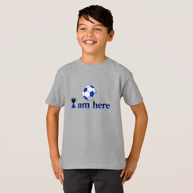 Funny fotboll kopp - jag är här t shirt (Hel framsida)