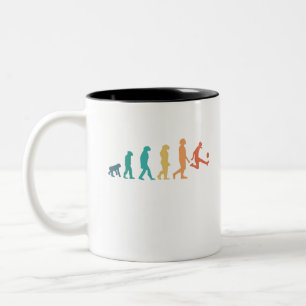 Funny fotbollsspelare Human Evolution Sport Älskar Två-Tonad Mugg