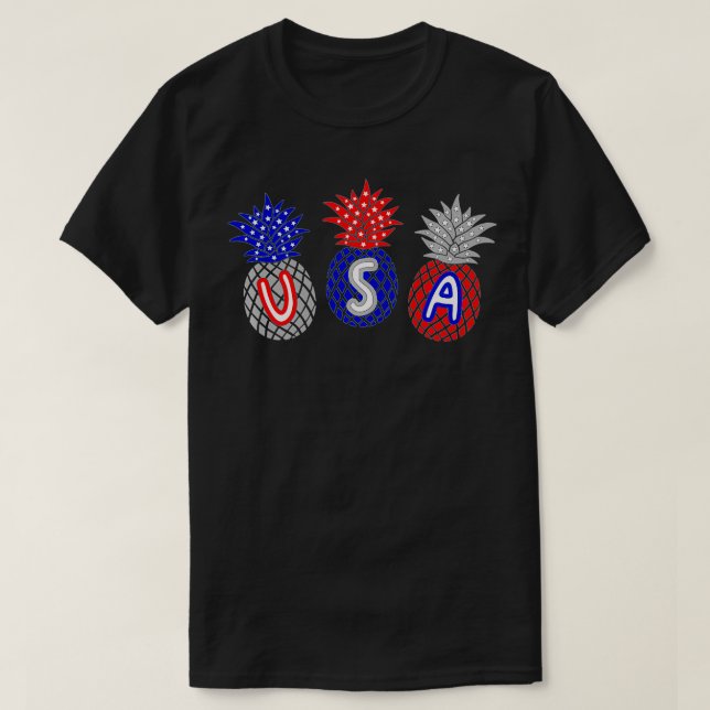 Funny Fourth of July 4th Independence Day USA Pine T Shirt (Design framsida)