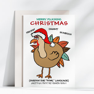 Funny Fowl Turkiet Santa Hat jul Julkort