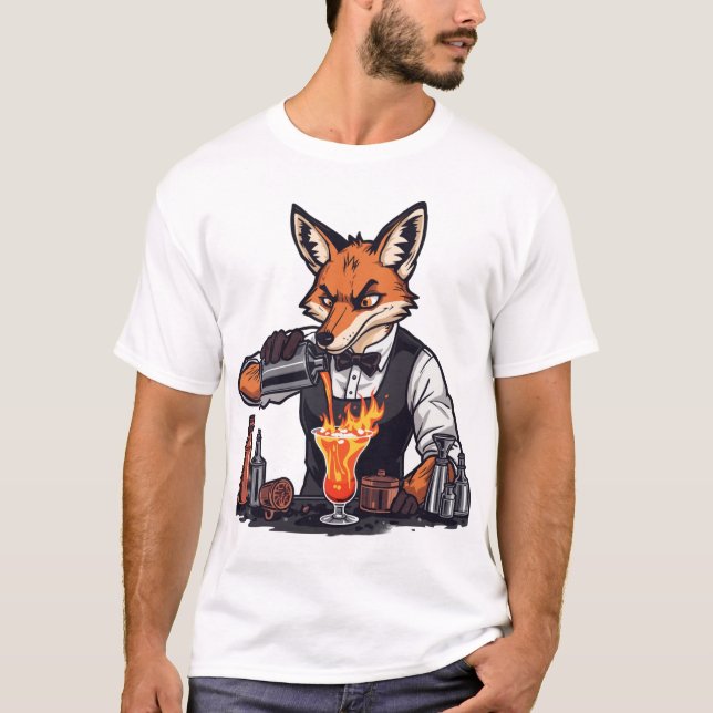 Funny Fox Bartender Shirt  T (Framsida)