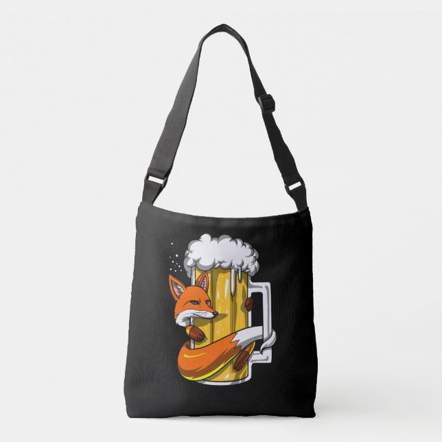 Funny Fox Beer Drinking Animal Funny Party Axelväska (Framsida)