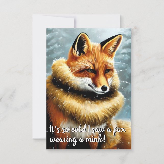 Funny Fox i en Mink-Nyårsafton Inbjudningar (Framsida)