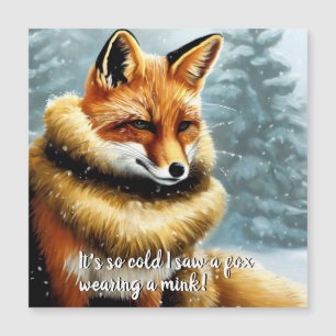 Funny Fox i en Mink-Nyårsafton Magnetisk Inbjudningskort