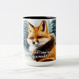 Funny Fox i en Mink-Nyårsafton Två-Tonad Mugg