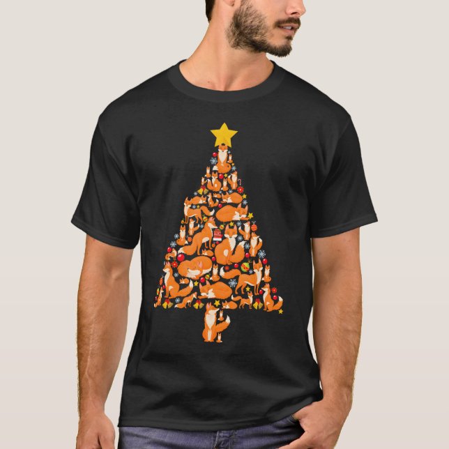 Funny Fox Julgran Foxes Julafton för Kvinnor Manar T Shirt (Framsida)