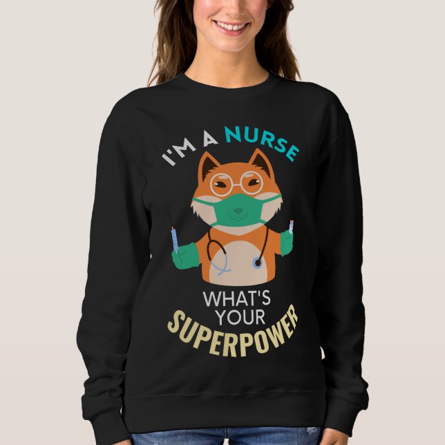 Funny Fox Nurse T Shirt (Framsida)