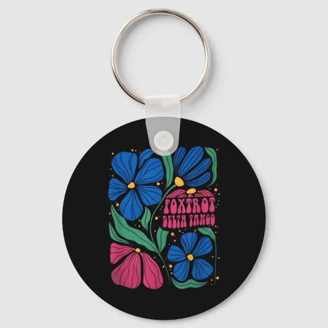 Funny Foxmacht Deltas Tangos Flower Boho Nyckelring (Framsida)
