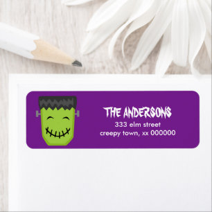 Funny Frankenstein Halloween Returadress Etikett