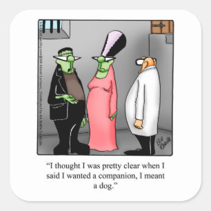 Funny Frankenstein Humor Halloween Stickers Fyrkantigt Klistermärke