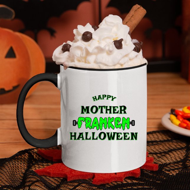 Funny Frankenstein Lycklig Mor Franken Halloween Mugg (Funny Frankenstein Happy Mother Franken Halloween Mug)