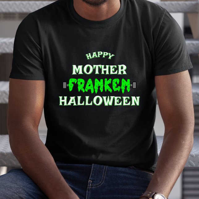 Funny Frankenstein Lycklig Mor Franken Halloween T Shirt (funny Frankenstein happy mother frank Halloween black t-shirt)