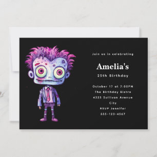 Funny Frankenstein Monster Halloween Roligt Birthd Inbjudningar