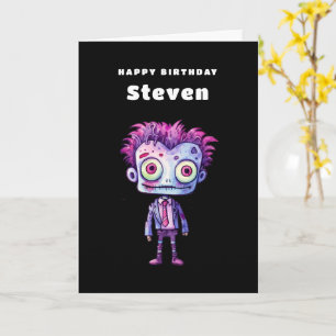 Funny Frankenstein Monster Halloween Roligt Birthd Kort