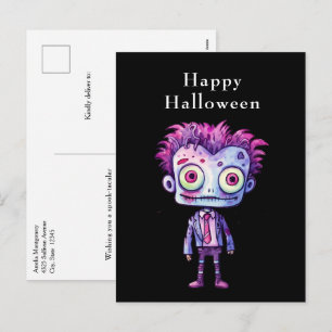 Funny Frankenstein Monster Halloween Roligt Helg Vykort
