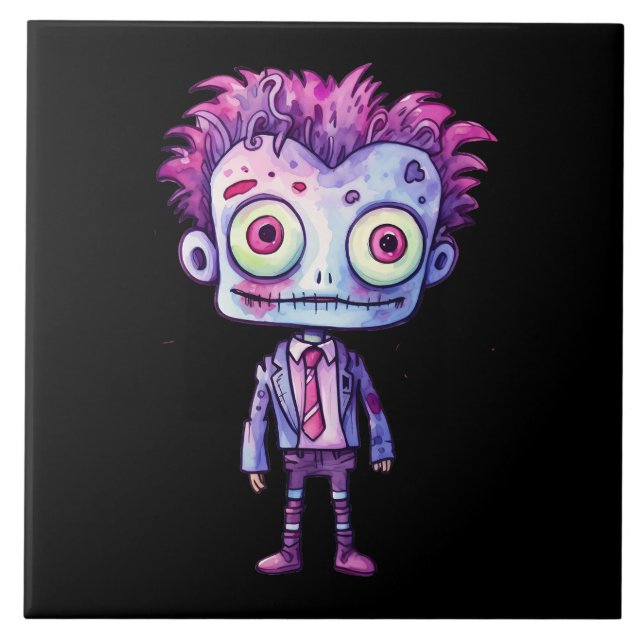 Funny Frankenstein Monster Halloween Roligt Kakelplatta (Framsidan)