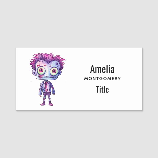 Funny Frankenstein Monster Halloween Roligt Namnbricka (Framsida)