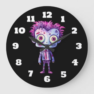 Funny Frankenstein Monster Halloween Roligt Stor Klocka