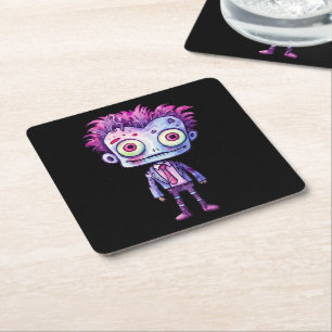 Funny Frankenstein Monster Halloween Roligt Underlägg Papper Kvadrat