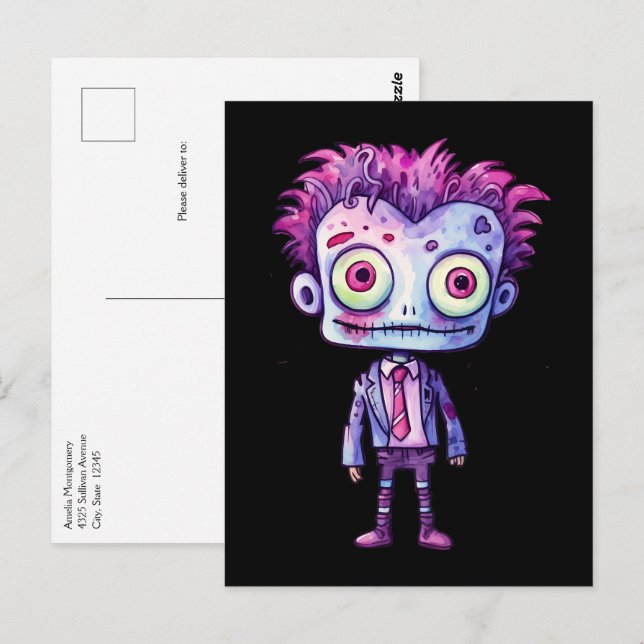 Funny Frankenstein Monster Halloween Roligt Vykort (Fram/baksida)