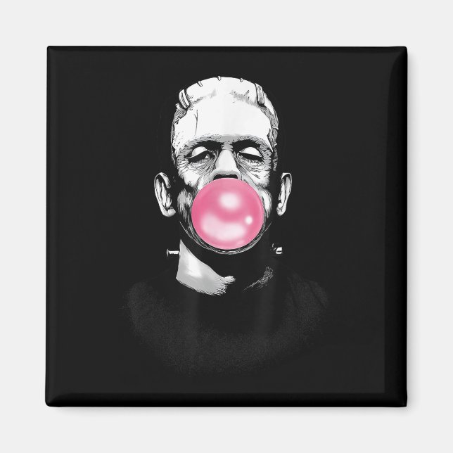 Funny Frankenstein Monster som bloggar en bubelgum Magnet (Framsidan)