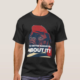 Funny Fransk beret baguette pug Pug älskare gift C T Shirt