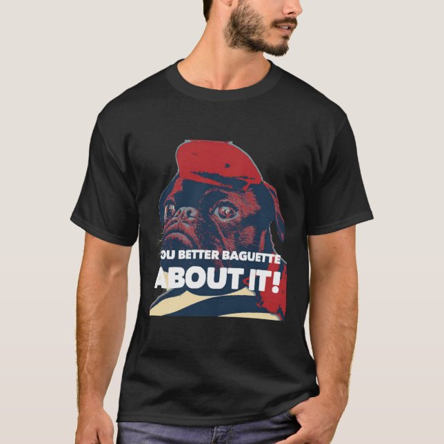 Funny Fransk beret baguette pug Pug älskare gift C T Shirt (Framsida)