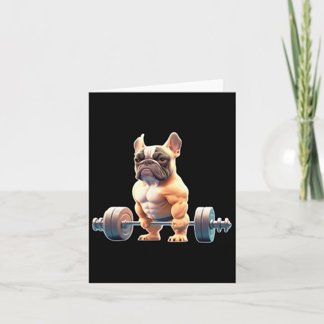 Funny Fransk Bulldog Bodybuilding Gym Frenchie Wei Kort (Framsida)