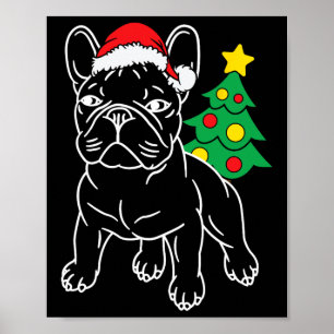 Funny Fransk Bulldog Hund Puppy Julgran Julafton Poster
