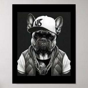Funny Fransk Bulldog Rapper Hip hop Star Poster