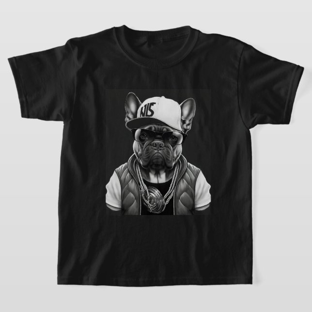 Funny Fransk Bulldog Rapper Hip hop Star T Shirt (Laydown)