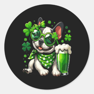 Funny Fransk Bulldog St. Patricks Runt Klistermärke