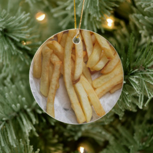 Funny Fransk Fries Fast Food Golden Potatis Julgransprydnad Keramik
