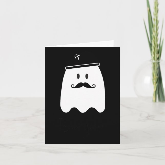 Funny Fransk Lacher Halloween Bonjour Ghost Kort (Framsida)