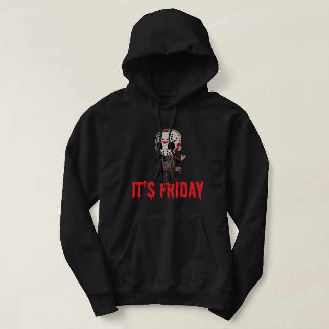 Funny Fredag 13th Funny Halloween Horror Pullover Hoodie (Design framsida)