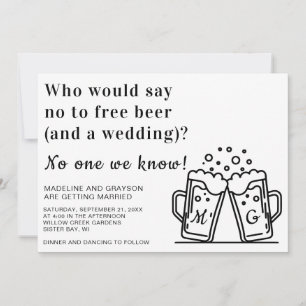 Funny Free Beer och Bröllop Inbjudningar