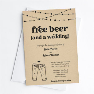 Funny Free Beer Theme Bröllop Inbjudningar