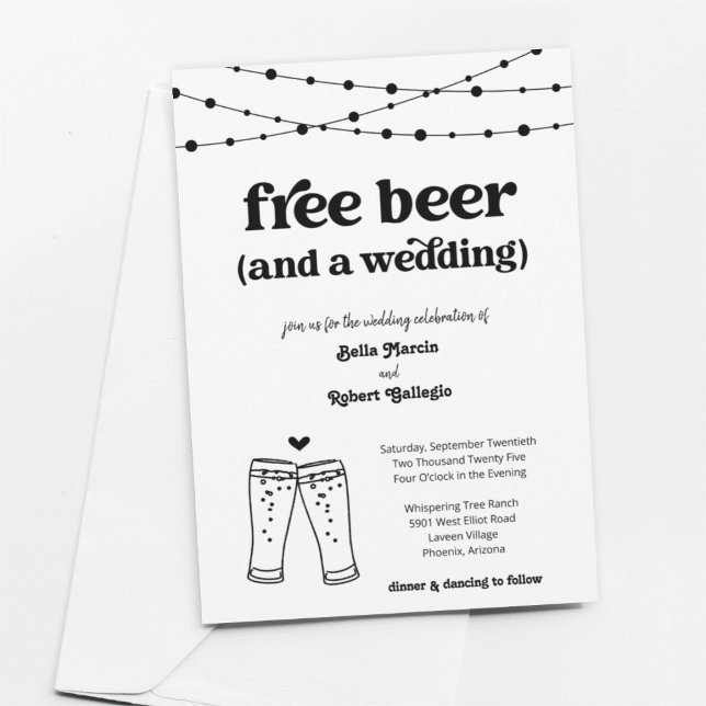 Funny Free Beer Theme Bröllop Inbjudningar (Skapare uppladdad)