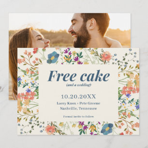 Funny Free Cake Wildblommor Bröllop spara datum Datumet