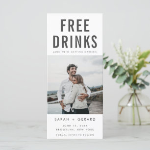 Funny Free Drinks Bröllop Photo Save Date