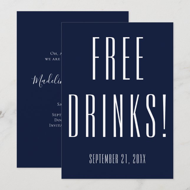 Funny Free Drinks Bröllop spara datum Datumet (Fram/baksida)