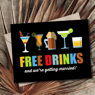 Funny Free Drinks Bröllop spara datum Meddelande Vykort