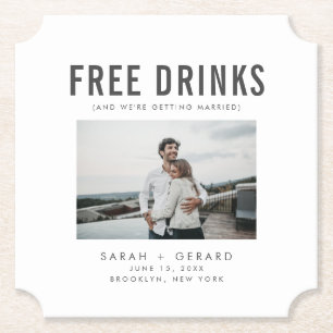 Funny Free Drinks Bröllop spara datum Underlägg Papper