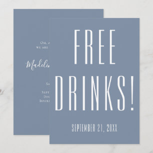 Funny Free Drinks Dusty Blue Bröllop spara datum Datumet