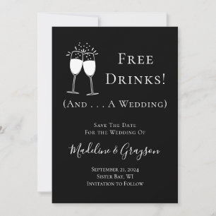 Funny Free Drinks och Bröllop spara datum Datumet