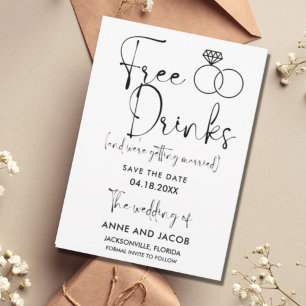 Funny Free Drinks Photo Bröllop spara datum Datumet