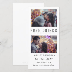 Funny Free Drinks Photo Bröllop spara datum Meddelande