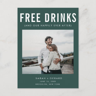 Funny Free Drinks Photo Bröllop spara datum Meddelande Vykort