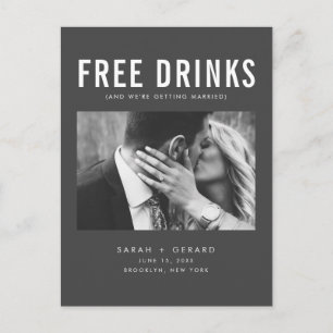 Funny Free Drinks Photo Bröllop spara datum Meddelande Vykort