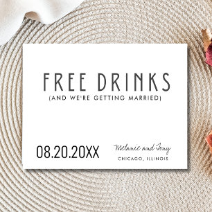 Funny Free Drinks Photo Bröllop spara datum Meddelande Vykort